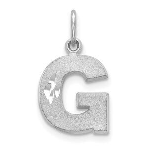14k White Gold, Julia Collection, Small Satin Block Initial G Pendant